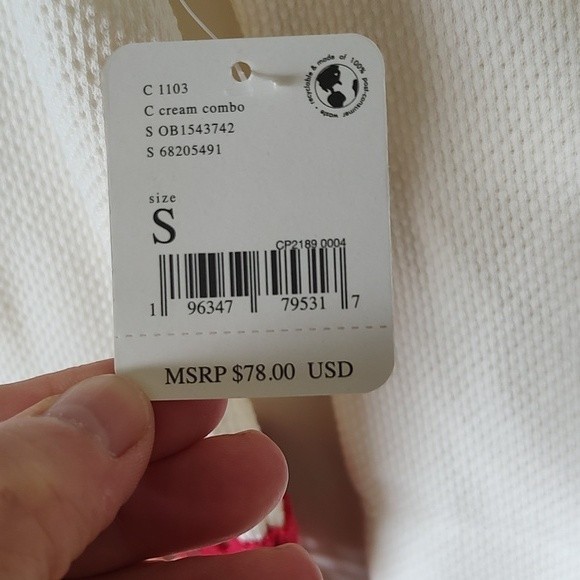 NWT! Free People Mikah Cream Layering Print Detailing Top / Shirt Size Small $78 - Picture 8 of 9